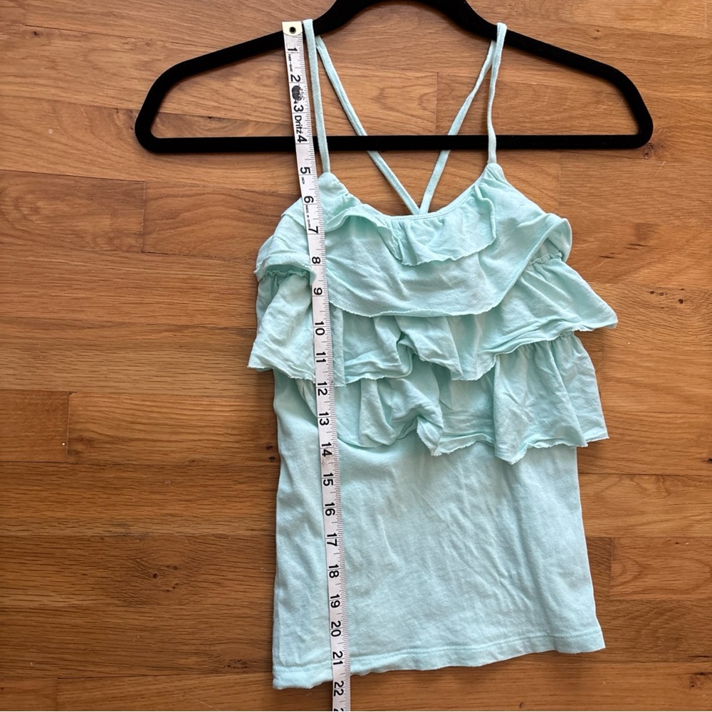 J. Crew Crew Cuts Aqua Ruffle girls top 100% cotton